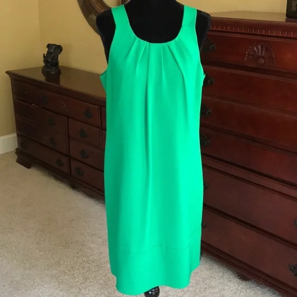 Oleg Cassini Kelly Green Shift Dress size 4 - Picture 2 of 4
